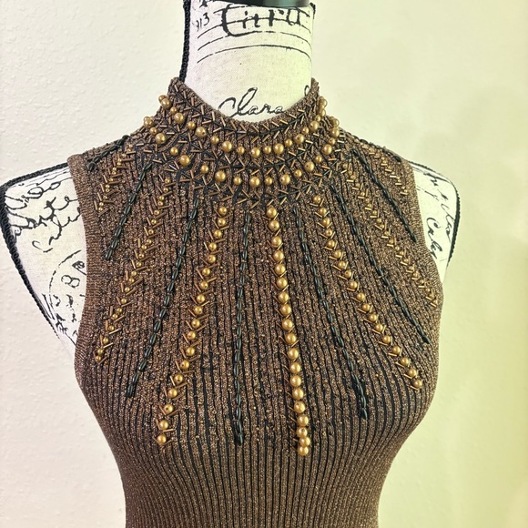 Cache Unique Vintage Beaded Top  Size Medium Excellent Condition! - Picture 1 of 9